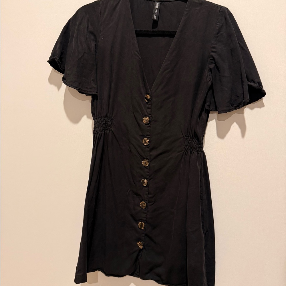 Casual Black Button-Down Dress